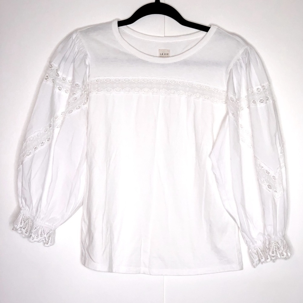Rebecca Taylor La Vie White Lace Top